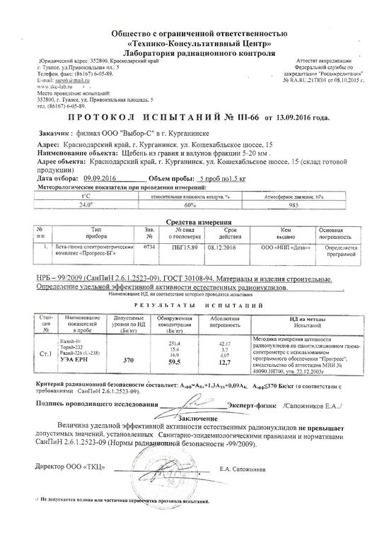 Протокол радиационного контроля металлолома образец