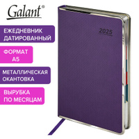 Ежедневник датированный 2025 А5 148х218мм GALANT Infinity Silver, под кожу, фиолетовый, 115723