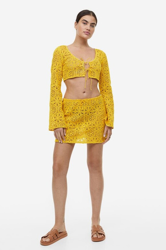 Пляжная юбка крючком H&M, желтый