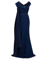 Драпированное платье с открытыми плечами Alexander McQueen, синий