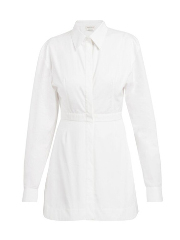 Платье-рубашка из поплина с длинными рукавами Alexander McQueen, белый
