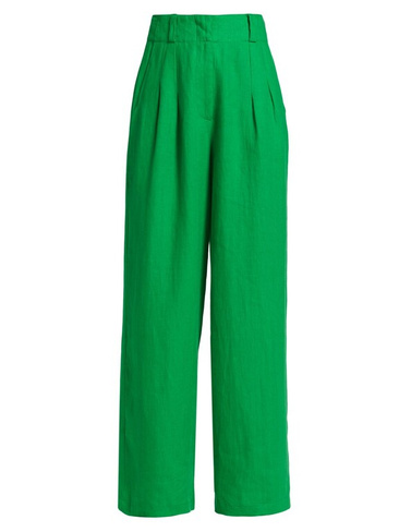 Плиссированные льняные широкие брюки Bloo Simon Miller, зеленый