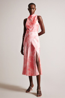 Розовое платье миди Foreste с декоративным вырезом и декольте Ted Baker, розовый