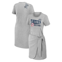 Женская одежда Erin Andrews Хизер Серое платье-футболка с узлом New York Yankees больших размеров