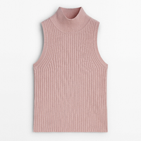 Топ Massimo Dutti Wool Blend Ribbed Knit - Studio, розовый