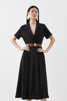 Мягкое приталенное платье мидакси с поясом Karen Millen, черный