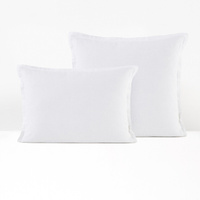 Наволочка однотонная на подушку или валик из стираного льна 80 x 80 см белый