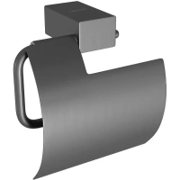 Держатель туалетной бумаги Lemark Smooth Line с крышкой серый матовый, графит