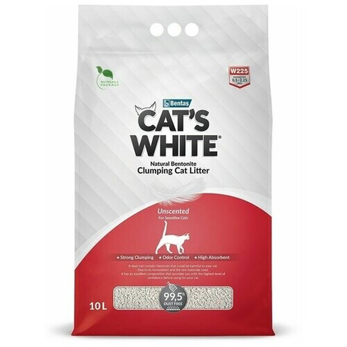 Комкующийся наполнитель для туалета кошек Cat's White Natural 10 л./8,55 кг. (натуральный)