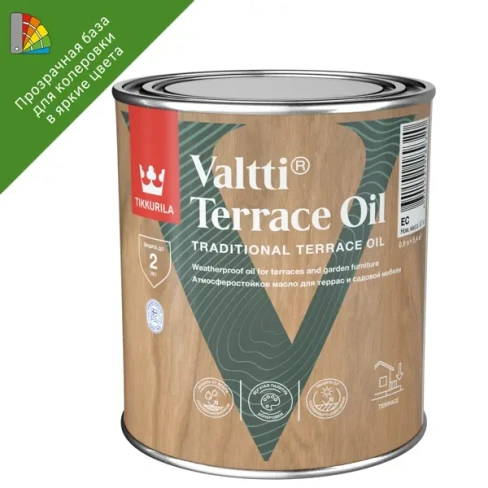 Масло для террас и садовой мебели Tikkurila Valtti Terrace Oil База ЕС бесцветное 0.9 л TIKKURILA None