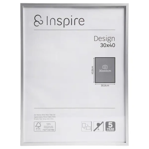 Рамка Inspire Design 30x40 см алюминий цвет серебро INSPIRE None