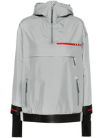Prada лыжная куртка с капюшоном и логотипом, серый