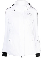 Ea7 Emporio Armani пуховик с капюшоном и логотипом, белый