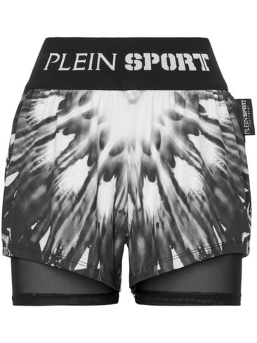Plein Sport шорты с графичным принтом и логотипом, черный