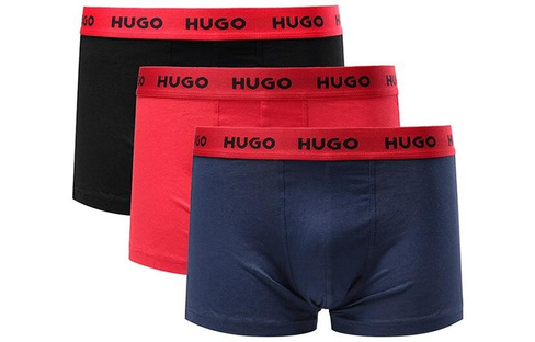 Мужские боксеры HUGO BOSS, 3 полоски (черный + темно-синий + красный)