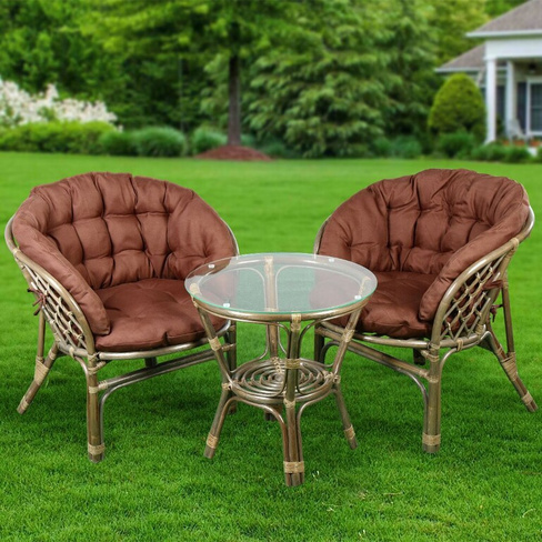 Мебель садовая Багама, кофейная, стол, 2 кресла, подушка, твил, 03/10Б (S)-1