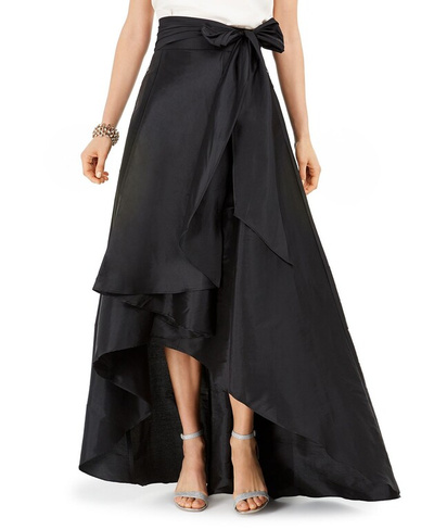 Атласная юбка с высоким и низким вырезом Adrianna Papell, черный