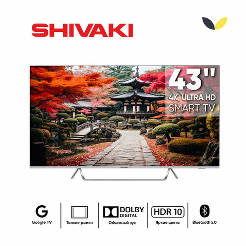 Телевизор SHIVAKI US43H3501 43' Ultra HD 4K, HDR10+, BT 5.0, Wi-Fi 2.4-5 ГГц, графит Shivaki