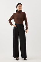 Компактные брюки узкого кроя с карманами и эластичными деталями Karen Millen, черный