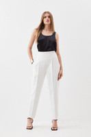 Компактные эластичные прямые брюки с высокой талией Karen Millen, белый