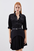 Мини-юбка со складками в стиле милитари Karen Millen, черный