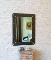 Большое зеркало в раме с заклепками (Размер: 110×80)