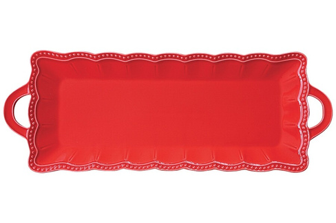 Блюдо прямоугольное с ручками 43х16 см Easy Life Elite красное (62529)