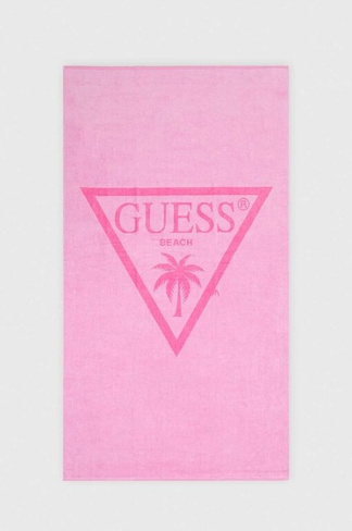 Хлопковое полотенце Guess, розовый
