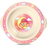 Глубокая детская тарелка Пластишка с розовым декором, бежевый 43131610751