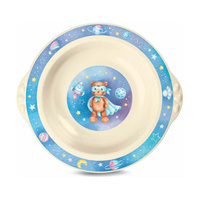 Глубокая детская тарелка Пластишка с голубым декором, бежевый 43131590751