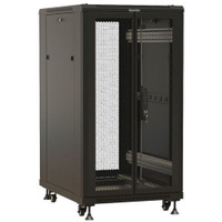 Шкаф серверный Hyperline TTBR-2268-DD-RAL9004 напольный, перфорированная стальная передняя дверь, 22U, 600x1166x800 мм