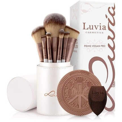 Набор кистей для макияжа Luvia Prime Vegan Pro, 12 кистей с местом для хранения, спонжем для блендера и ковриком для чис