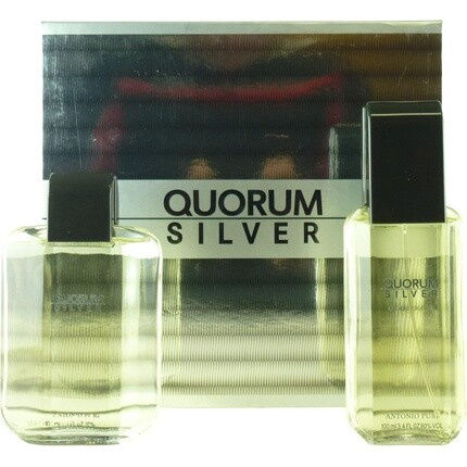 Quorum Silver от Antonio Puig для мужчин, 2 шт. Подарочный набор Туалетная вода-спрей 100 мл Лосьон после бритья 100 мл