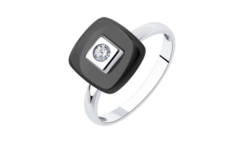 Кольцо серебряное Diamant с керамикой и фианитом