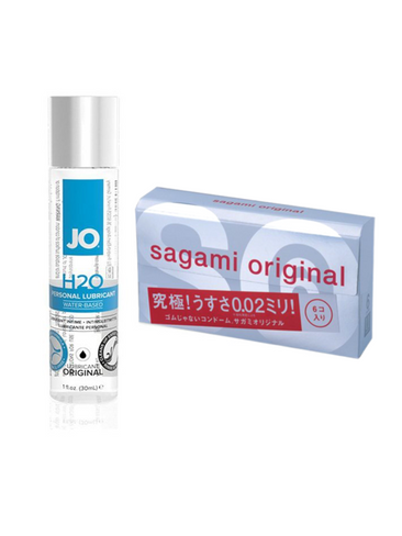 Набор для пар: Презервативы Sagami Original 0,02 - 6 шт. и Лубрикант на водной основе JO H2O Original, 30 мл