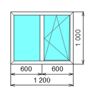 Пластиковое окно Novotex 1200х1000 двустворчатое, трехкамерное