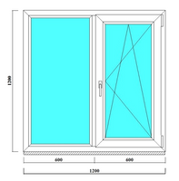 Пластиковое окно REHAU 1200х1200 двустворчатое, однокамерное