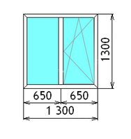 Окно двустворчатое KBE 1300х1300 трехкамерное