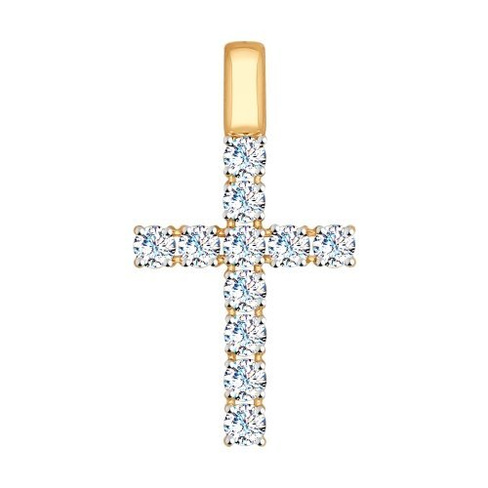Подвеска Крест из золота со Swarovski Zirconia SOKOLOV, арт. 81030072