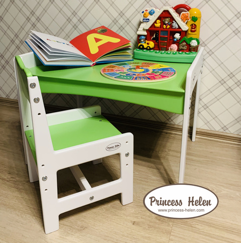 К-т растущей детской мебели Kiddy Fox стол и стул эмаль зелёное яблоко