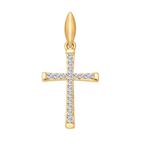 Подвеска Крест из золота с фианитами SOKOLOV, арт. 034856