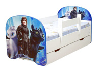 Детская кровать с бортиком Драконы 140 С ящиком