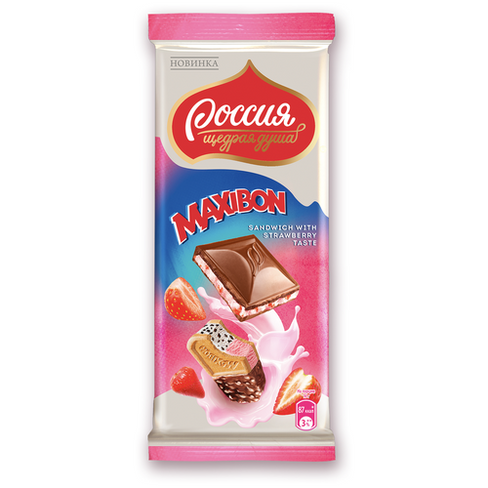 Шоколад Россия - Щедрая душа! Maxibon Sandwich with Strawberry Taste молочный, 80 г