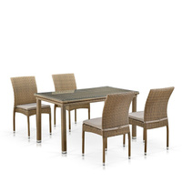 Комплект плетеной мебели T256B/Y380B-W65 Light Brown (4+1) T256B/Y380B-W65 Light Brown 4Pcs