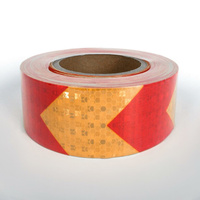 Светоотражающая лента, самоклеящаяся, желто-красная, 5 см × 25 м No brand