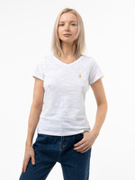 Женская футболка белого цвета, с V-вырезом