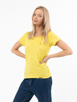 Женская футболка жёлтого цвета, с V-вырезом