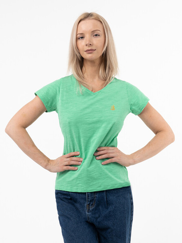 Женская футболка мятного цвета, с V-вырезом
