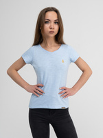 Женская футболка небесно-голубого цвета, с V-вырезом