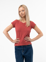 Женская футболка терракотового цвета, с V-вырезом